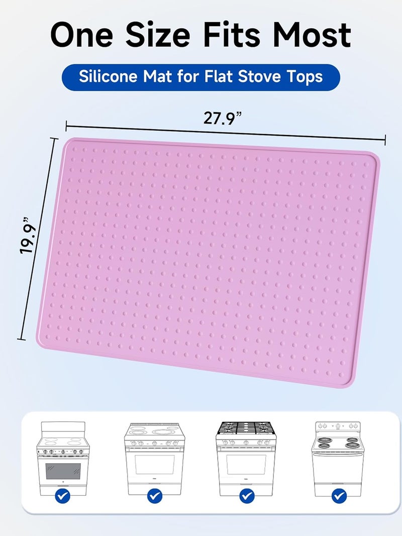 Bampanda Silicone Stove Top Cover for Electric Stove, Glass Stove Top Protector, Stovetop Cover Mat for Cooktop, Flat Range Cover, Oven Top Protector, Coffee Bar Mat, 28 x 20 in, Pink - Image 3
